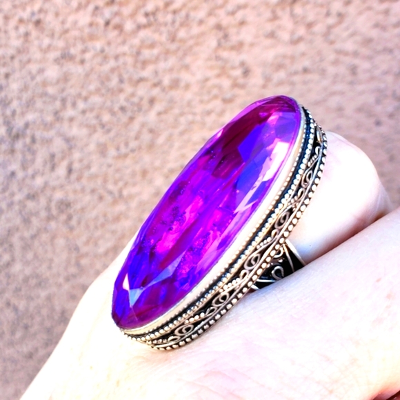 New Amazing Oversized Iolite 925 Silver Statement Ring. - Picture 10 of 13